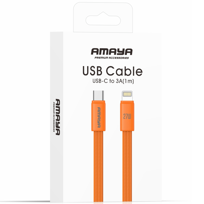Дата кабель Amaya 317CL Type-C to Lightning 27W (1.2m), Orange 1, купить оптом с доставкой