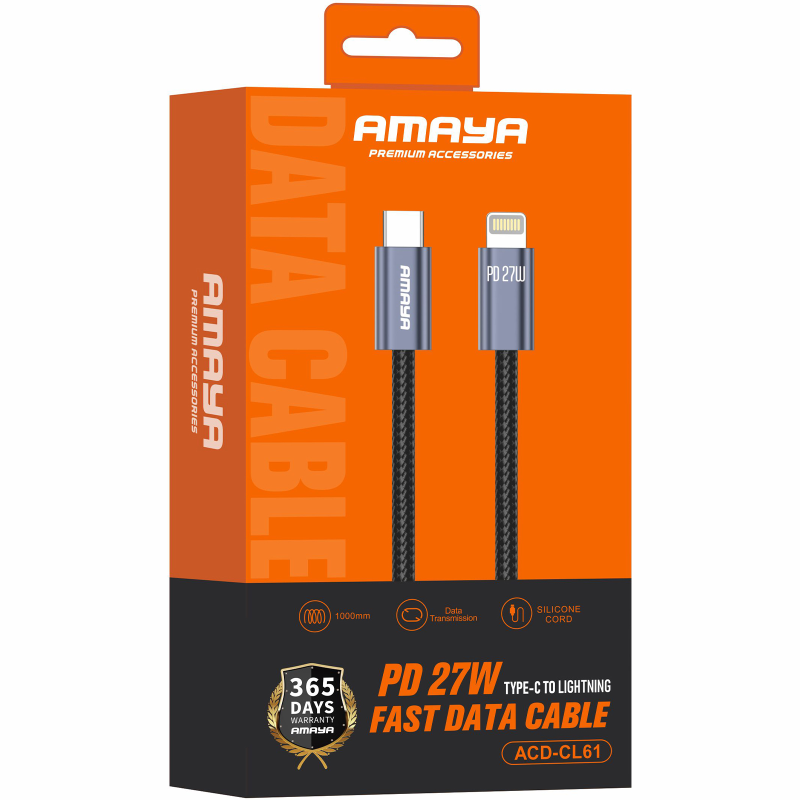 Дата кабель Amaya 61CL Type-C to Lightning 27W (1m), Gray 1, купить оптом с доставкой