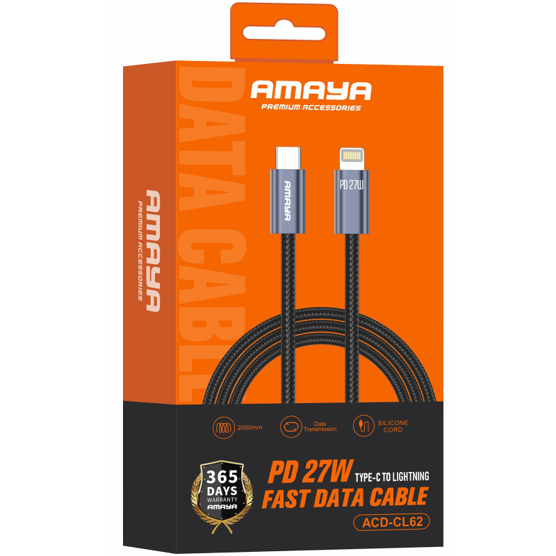 Дата кабель Amaya 62CL Type-C to Lightning 27W (2m), Gray 1, купить оптом с доставкой