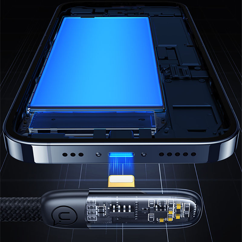 Дата кабель USAMS US-SJ586 Type-C to Lightning PD 20W Right-angle (2m) на малюнкі №4