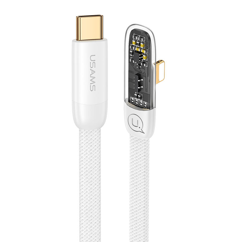 Дата кабель USAMS US-SJ586 Type-C to Lightning PD 20W Right-angle (2m) на малюнкі №1