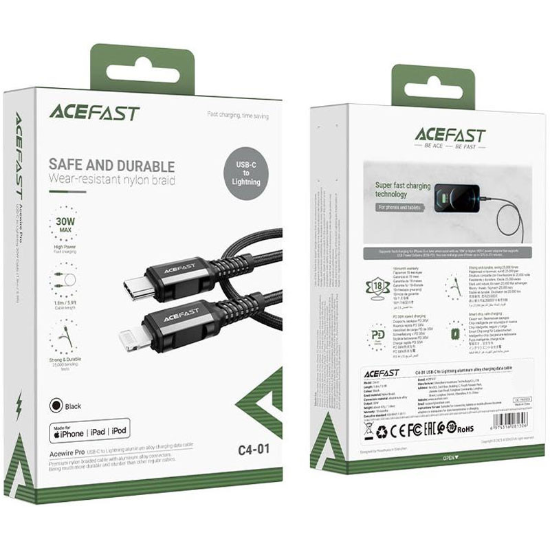 Дата кабель Acefast MFI C4-01 USB-C to Lightning aluminum alloy (1.8m) на малюнкі №5