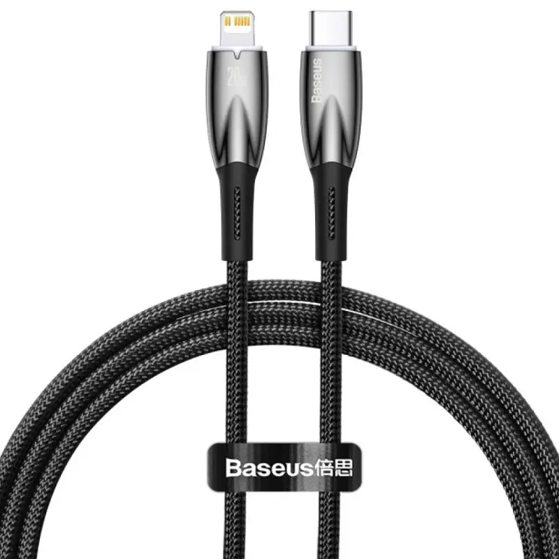 Дата кабель Baseus Glimmer Series Fast Charging Data Cable Type-C to Lightning 20W 1m (CADH000001), Black, купить оптом с доставкой