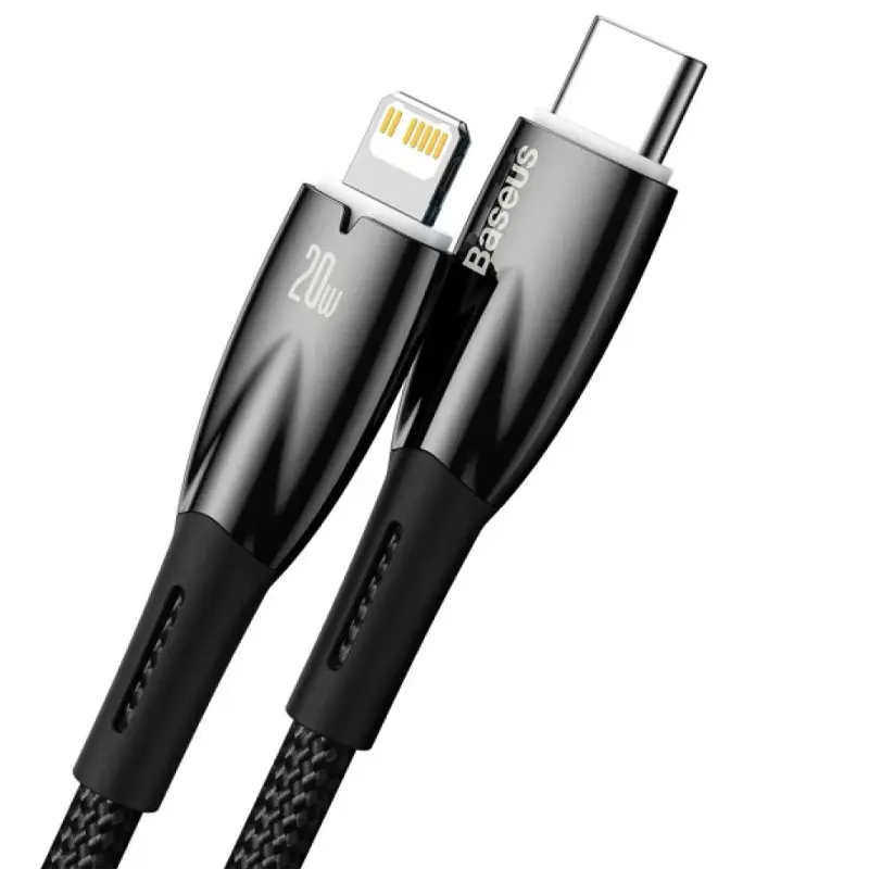Дата кабель Baseus Glimmer Series Fast Charging Data Cable Type-C to Lightning 20W 1m (CADH000001), Black 1, купить оптом с доставкой