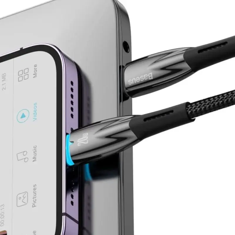 Дата кабель Baseus Glimmer Series Fast Charging Data Cable Type-C to Lightning 20W 1m (CADH000001), Black 2, купить оптом с доставкой