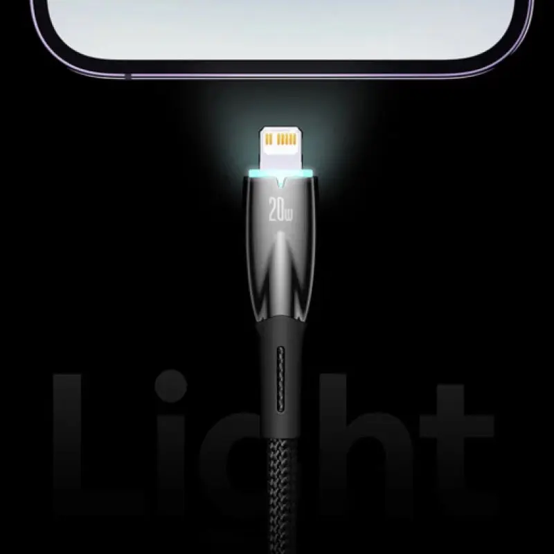 Дата кабель Baseus Glimmer Series Fast Charging Data Cable Type-C to Lightning 20W 1m (CADH000001), Black 4, купить оптом с доставкой