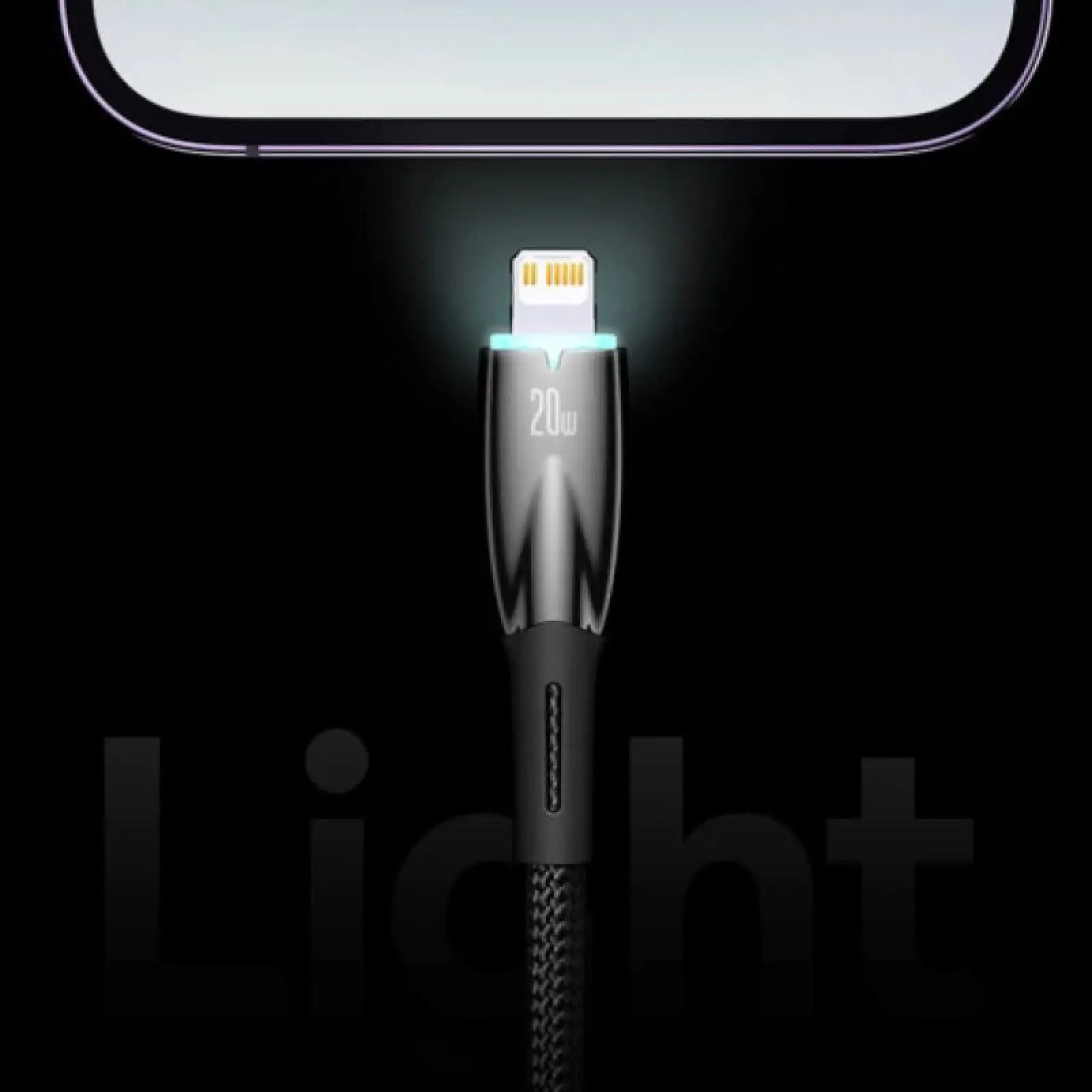 Дата кабель Baseus Glimmer Series Fast Charging Data Cable Type-C to Lightning 20W 1m (CADH000001), Black 4, купить оптом с доставкой