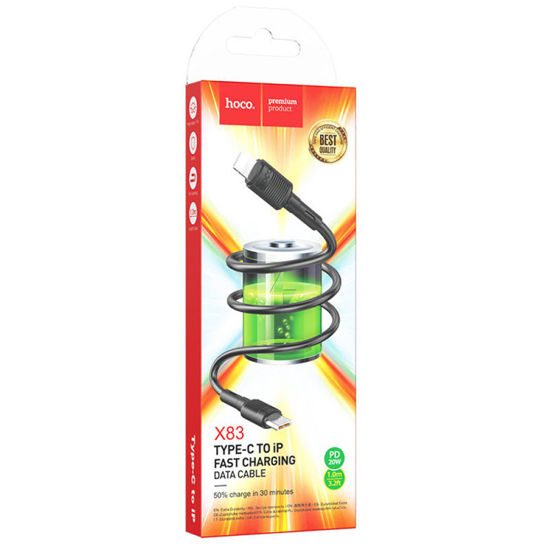 Дата кабель Hoco X83 Victory PD 20W Type-C to Lightning (1m) Зображення №3 Дата кабель Hoco X83 Victory PD 20W Type-C to Lightning (1m) дивитися фото №3