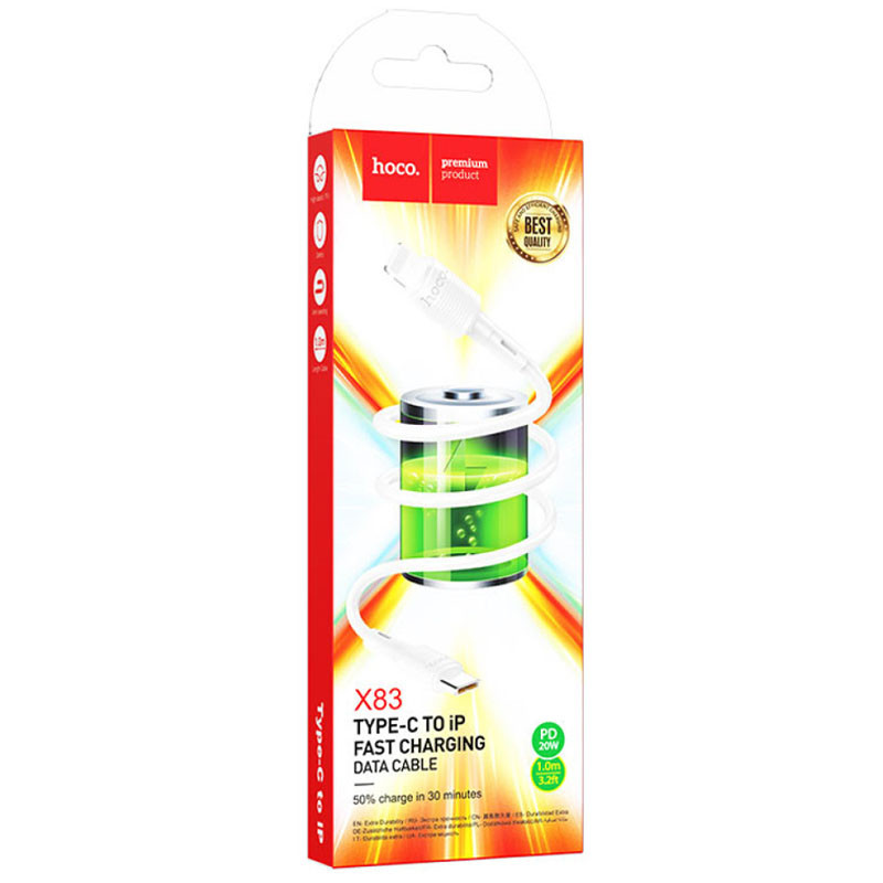Дата кабель Hoco X83 Victory PD 20W Type-C to Lightning (1m) дивитися фото №4