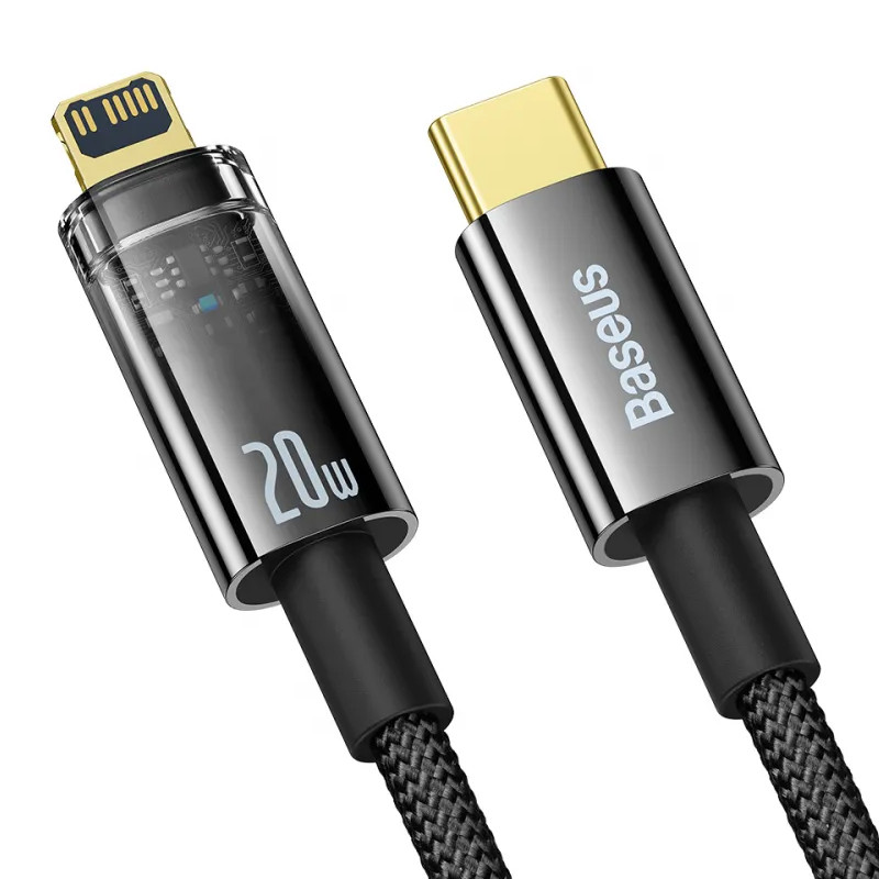 Дата кабель Baseus Explorer Auto Power-Off Fast Charging Type-C to Lightning 20W (1m) (CATS000001) на малюнкі №2