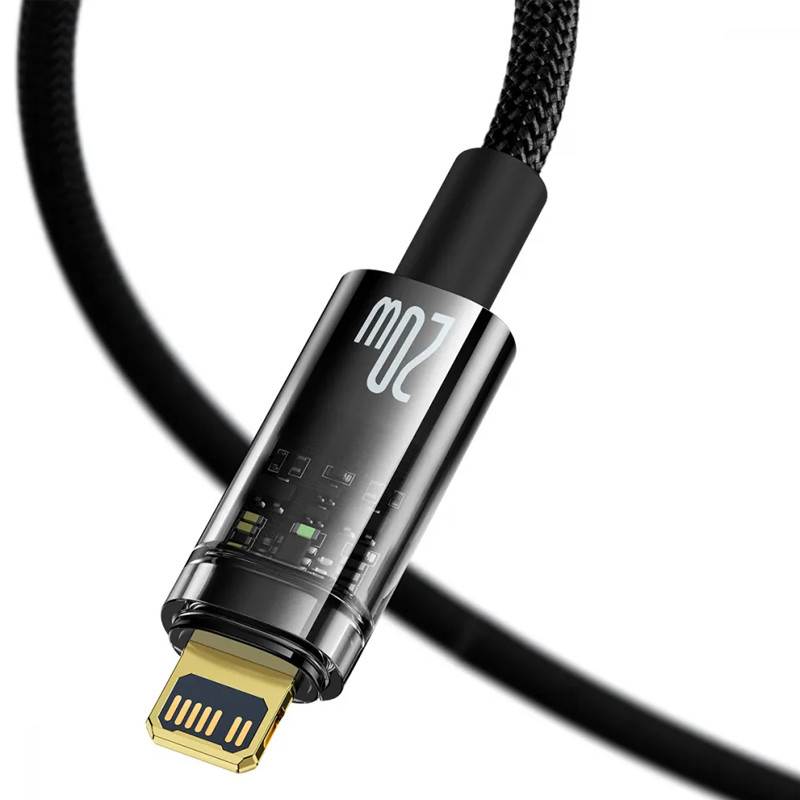 Дата кабель Baseus Explorer Auto Power-Off Fast Charging Type-C to Lightning 20W (1m) (CATS000001) на малюнкі №3