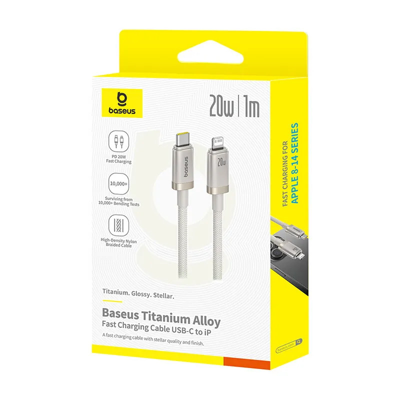 Дата кабель Baseus Titanium Alloy Fast Charging Type-C to Lightning 20W (1m) (P10378101) на малюнкі №4
