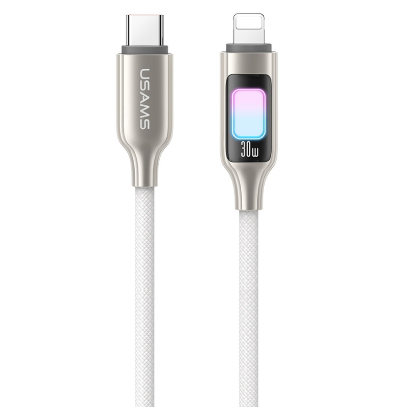 Дата кабель Usams US-SJ749 With Colorful Light TC Ser. Type-C to Lightning 30W (1.2m) на малюнкі №1