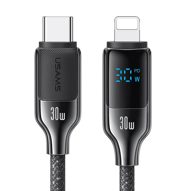 Дата кабель Usams US-SJ741 Digital Display HX Ser. Type-C to Lightning 30W (1.2m) на малюнкі №1