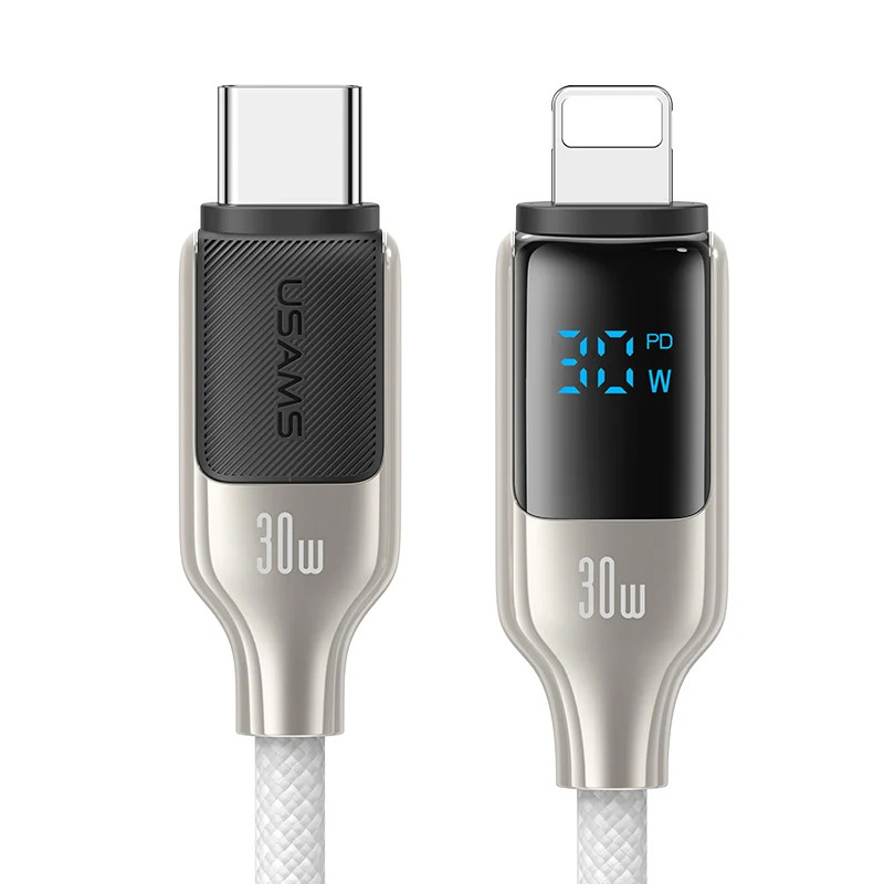 Дата кабель Usams US-SJ741 Digital Display HX Ser. Type-C to Lightning 30W (1.2m) на малюнкі №1