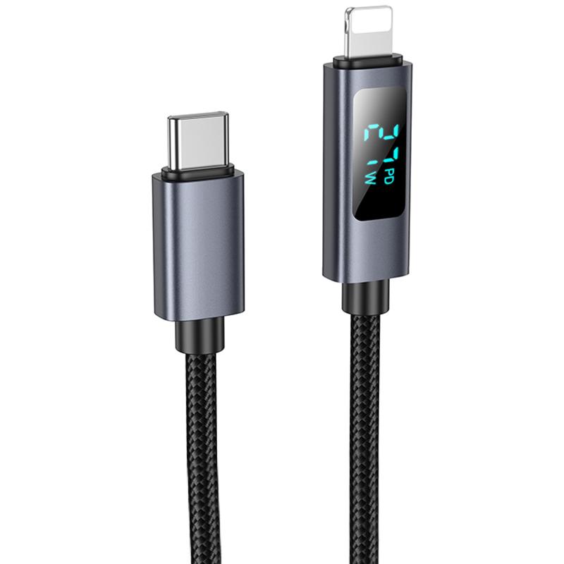 Дата кабель Hoco X112 Favor with display Type-C to Lightning 27W (1m) на малюнкі №1