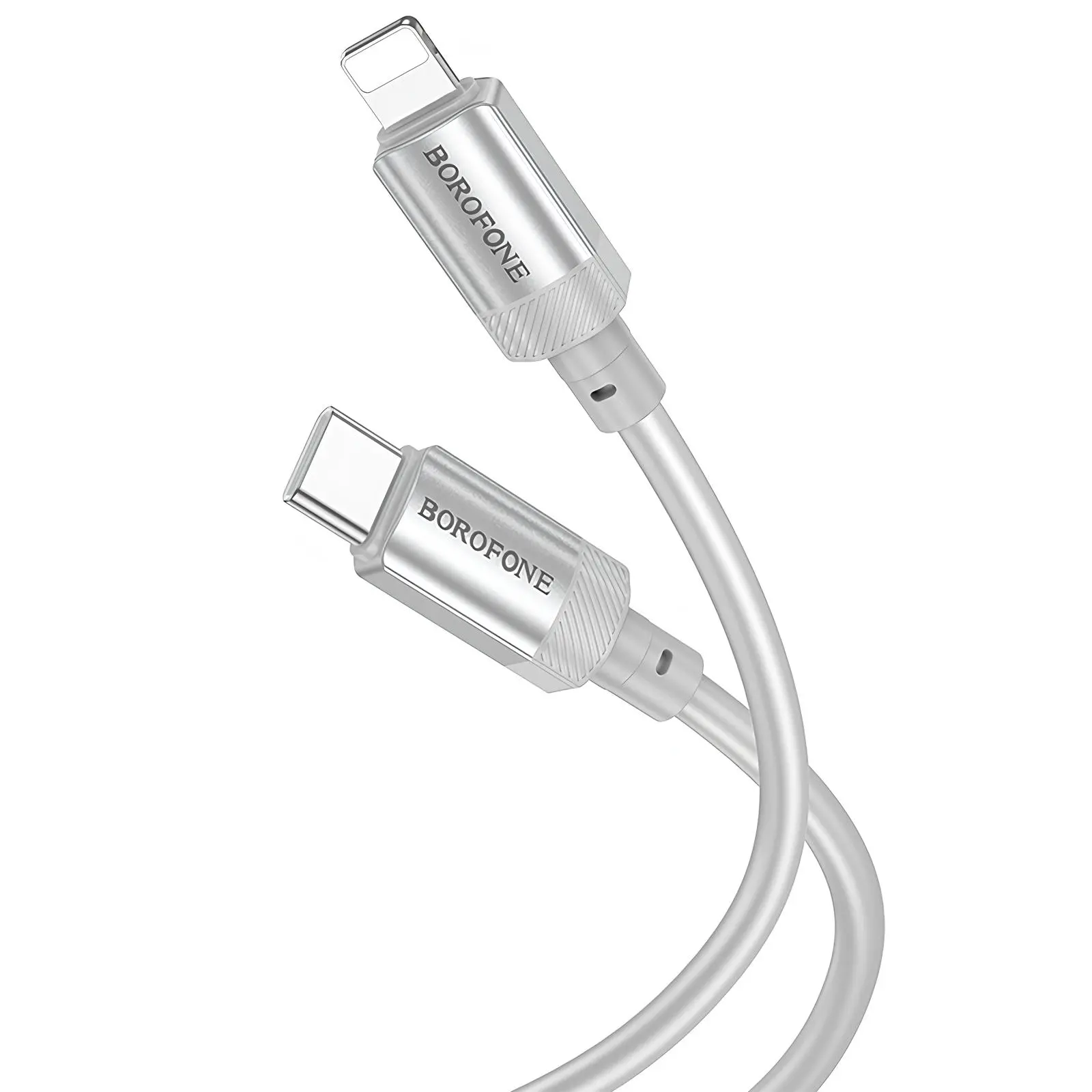 Дата кабель Borofone BX108 Start silicone Type-C to Lightning 27W (1m), Gray 1, купить оптом с доставкой