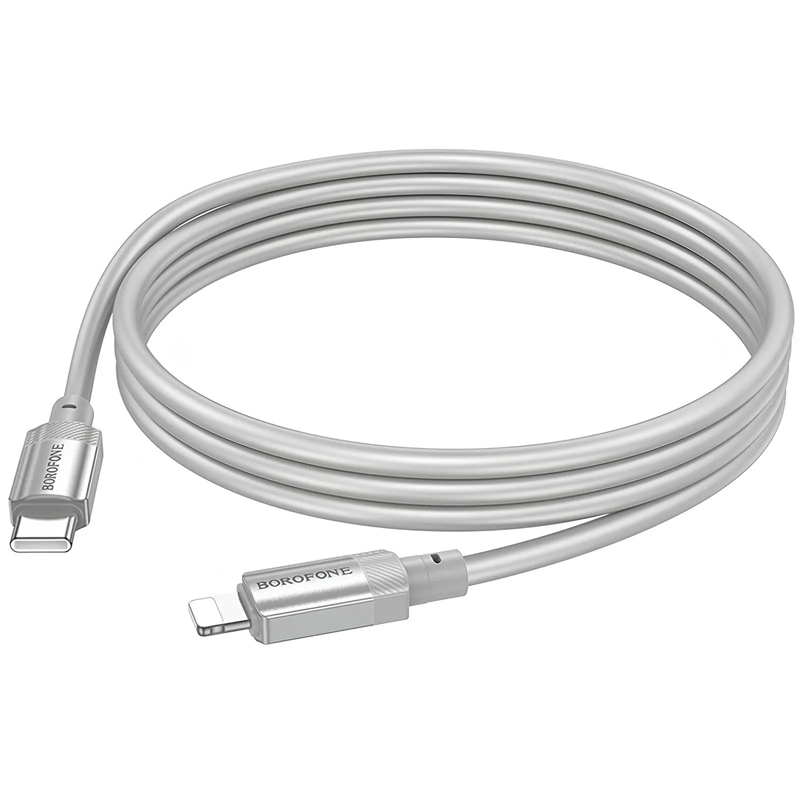 Дата кабель Borofone BX108 Start silicone Type-C to Lightning 27W (1m), Gray 2, купить оптом с доставкой
