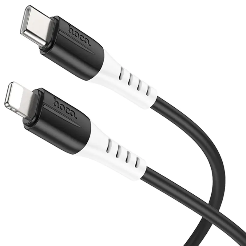 Дата кабель Hoco X82 Silicone Type-C to Lightning 20W (1m), Black 1, купить оптом с доставкой