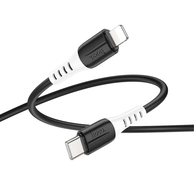 Дата кабель Hoco X82 Silicone Type-C to Lightning 20W (1m), Black 2, купить оптом с доставкой