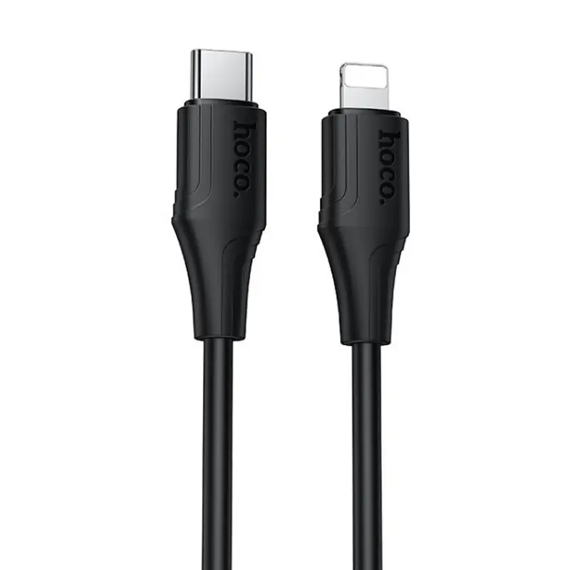 Дата кабель Hoco X124 Bien silicone Type-C to Lightning 27W (1m), Black, купити оптом з доставкою