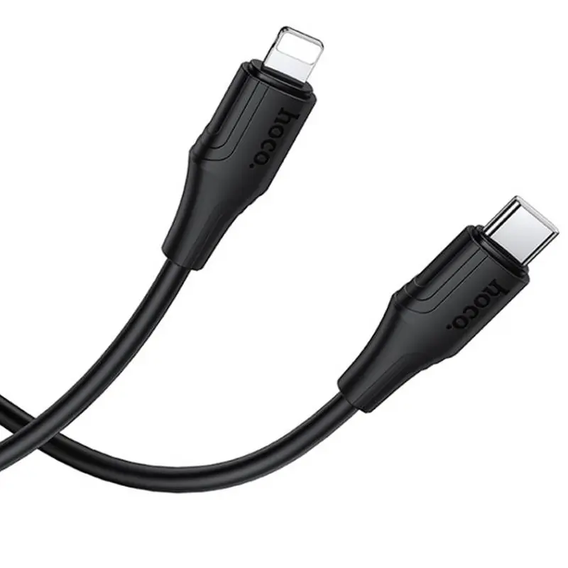 Дата кабель Hoco X124 Bien silicone Type-C to Lightning 27W (1m), Black 1, купити оптом з доставкою