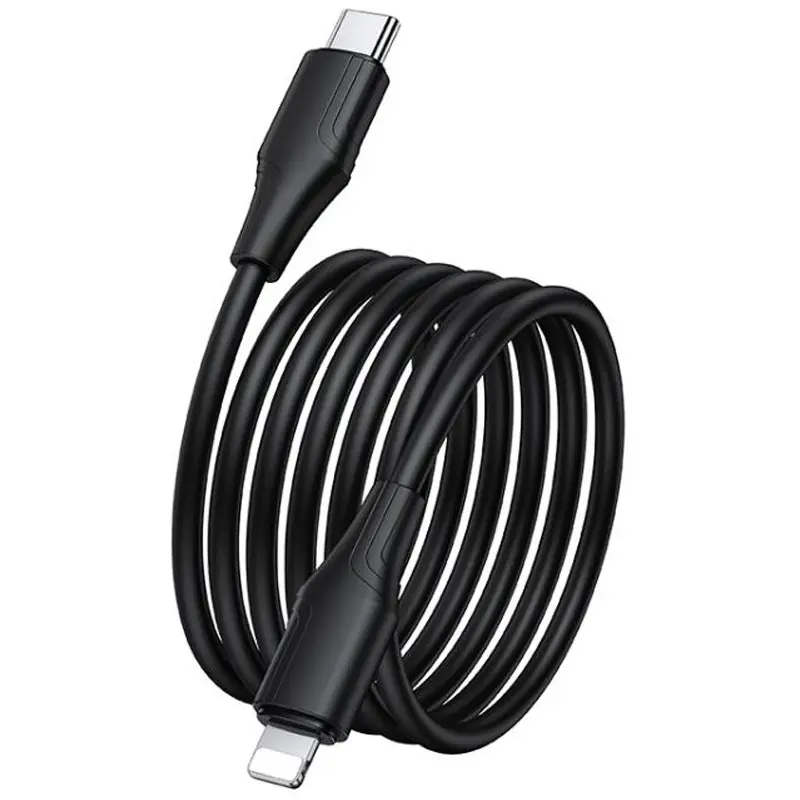 Дата кабель Hoco X124 Bien silicone Type-C to Lightning 27W (1m), Black 2, купити оптом з доставкою