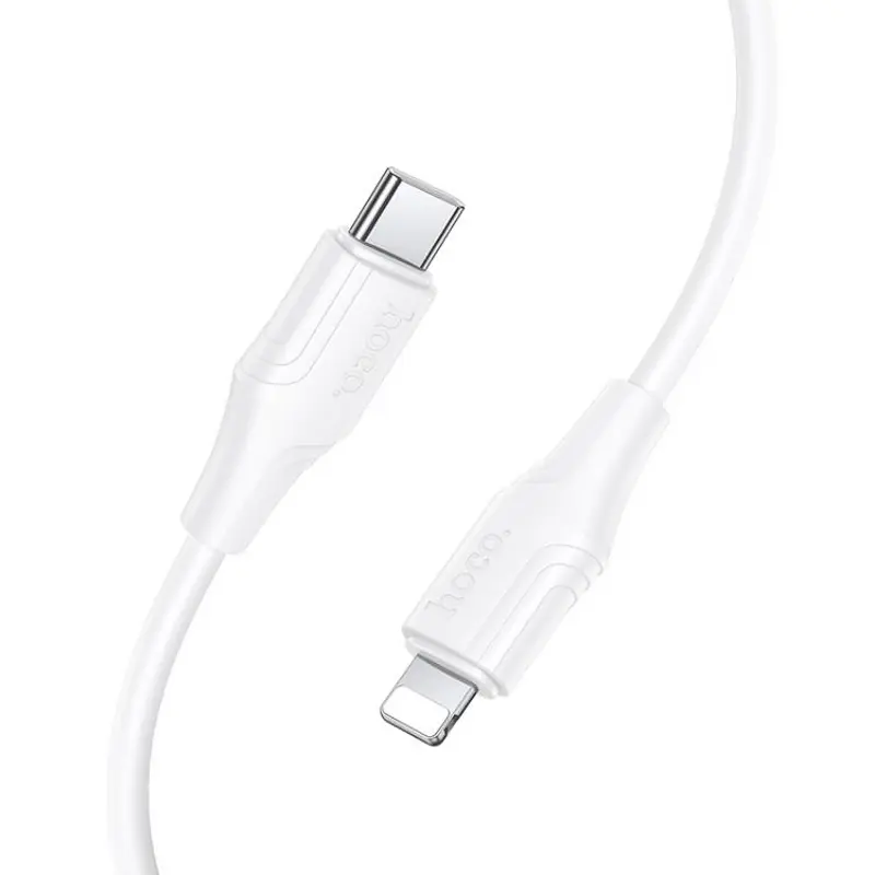 Дата кабель Hoco X124 Bien silicone Type-C to Lightning 27W (1m), White 2, купити оптом з доставкою