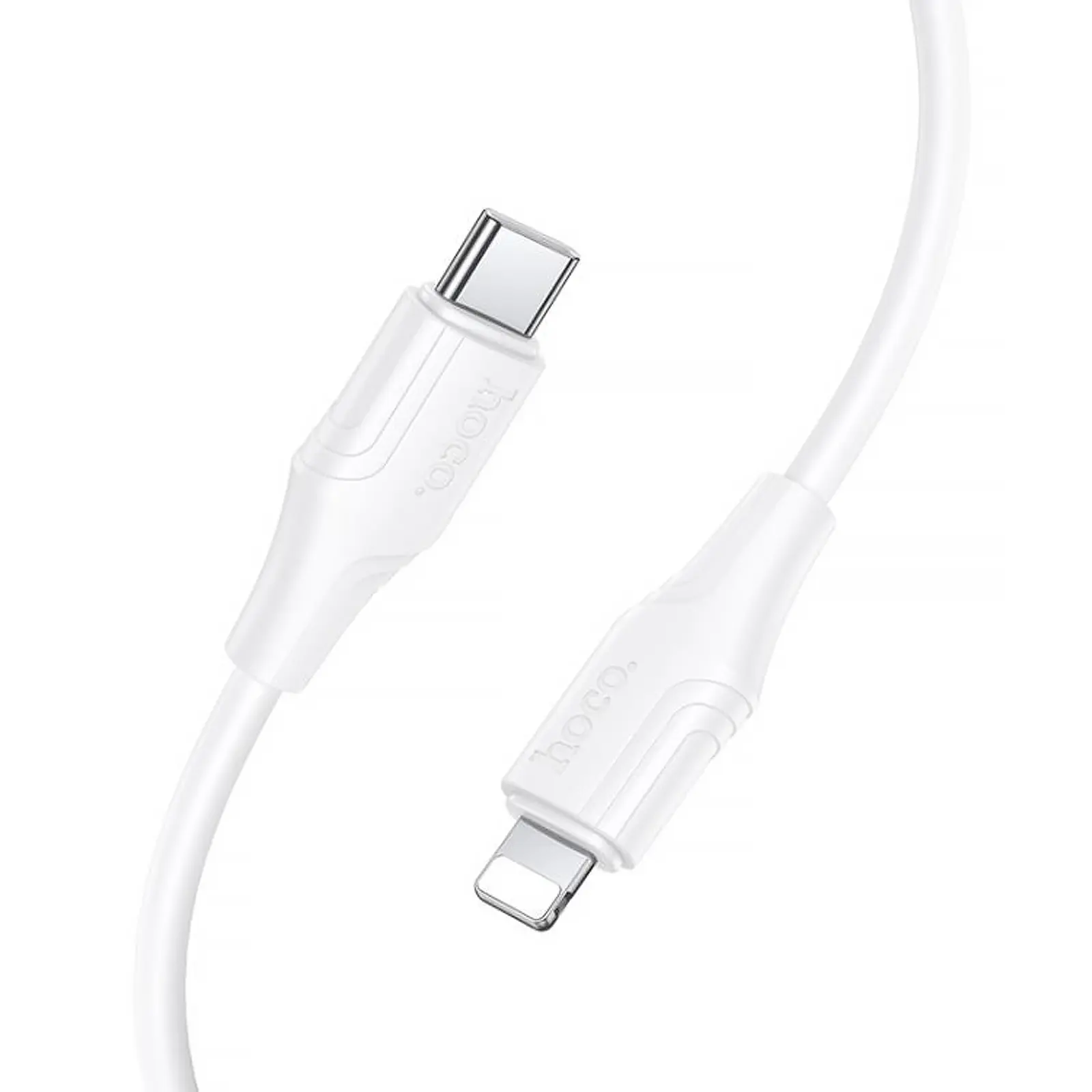 Дата кабель Hoco X124 Bien silicone Type-C to Lightning 27W (1m), White 2, купити оптом з доставкою