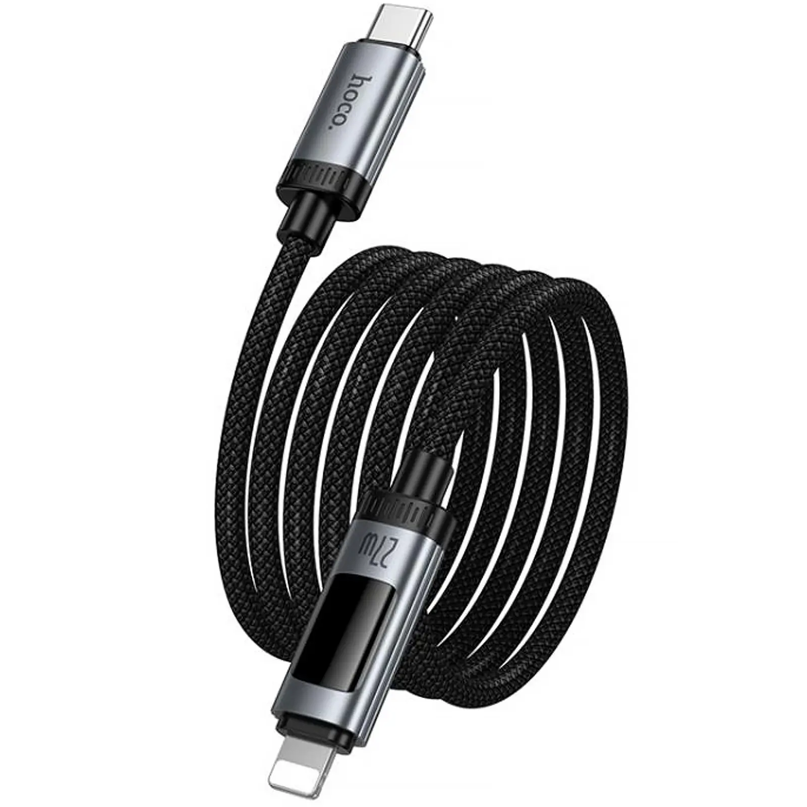 Дата кабель Hoco U148 Lord with display Type-C to Lightning 27W (1.2m), Black 2, купить оптом с доставкой