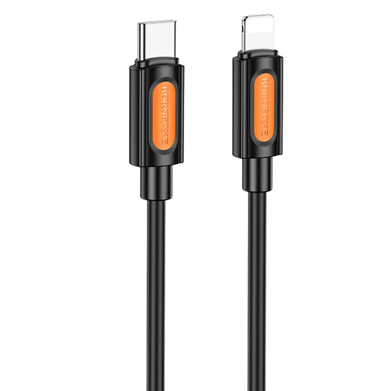 Дата кабель Borofone BX114 Structure Type-C to Lightning 27W (1m), Black, купить оптом с доставкой