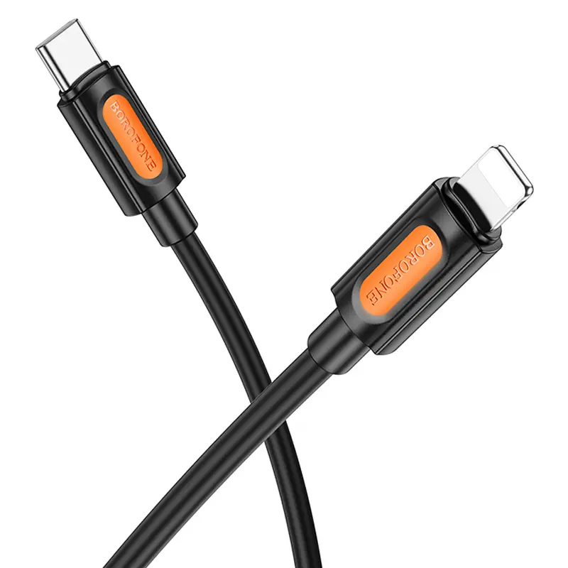 Дата кабель Borofone BX114 Structure Type-C to Lightning 27W (1m), Black 1, купить оптом с доставкой