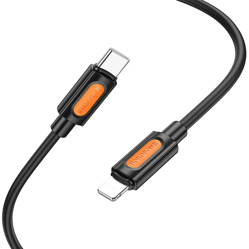 Дата кабель Borofone BX114 Structure Type-C to Lightning 27W (1m), Black 3, купить оптом с доставкой