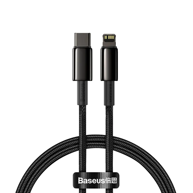 Дата кабель Baseus Tungsten Gold Type-C to Lightning PD 20W (2m) (CATLWJ), Черный, купить оптом с доставкой