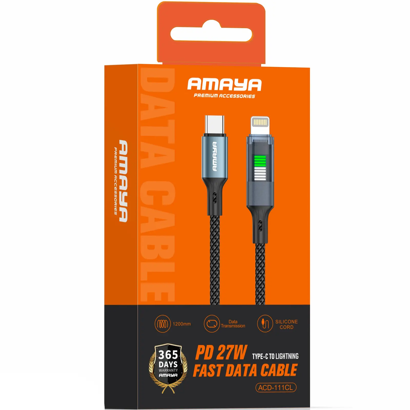 Дата кабель Amaya 111CL Type-C to Lightning 27W (1.2m), Black 1, купить оптом с доставкой