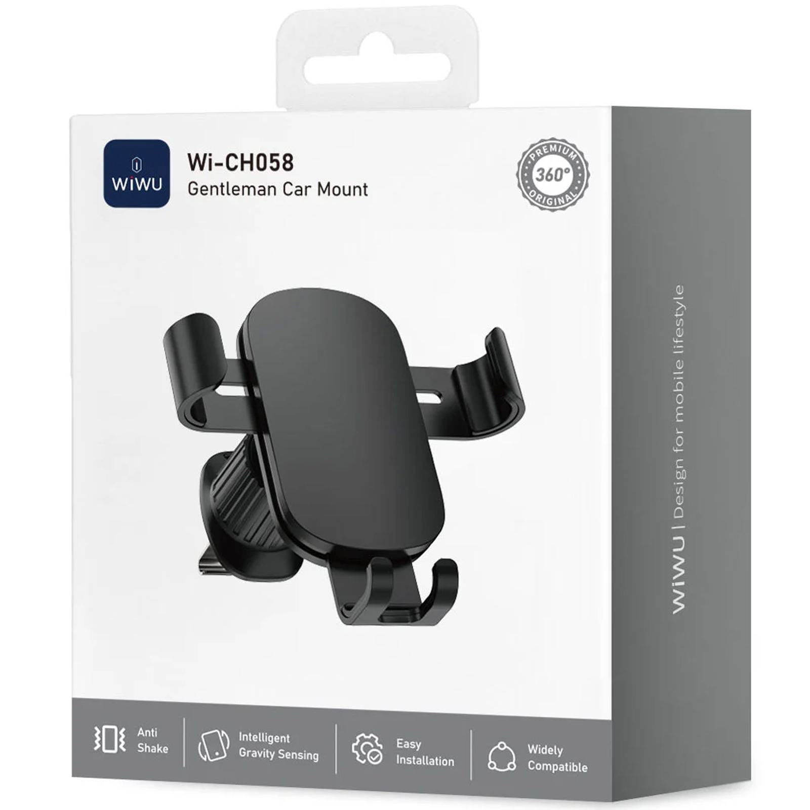 Автодержатель WIWU CH058 Gentleman (air outlet), Black 1, купить оптом с доставкой
