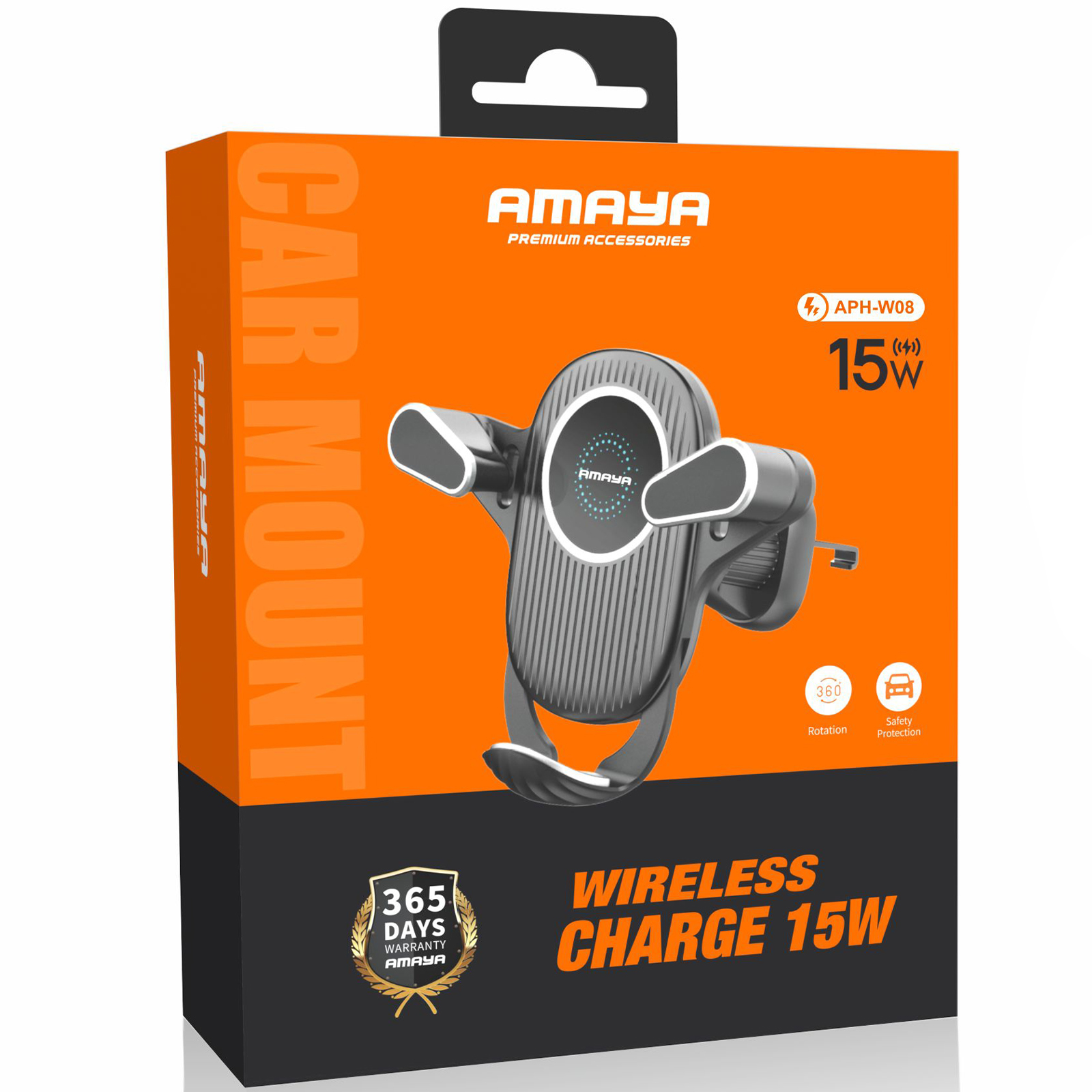 Автодержатель с БЗУ Amaya APH-W08 15W (air outlet), Black 1, купить оптом с доставкой