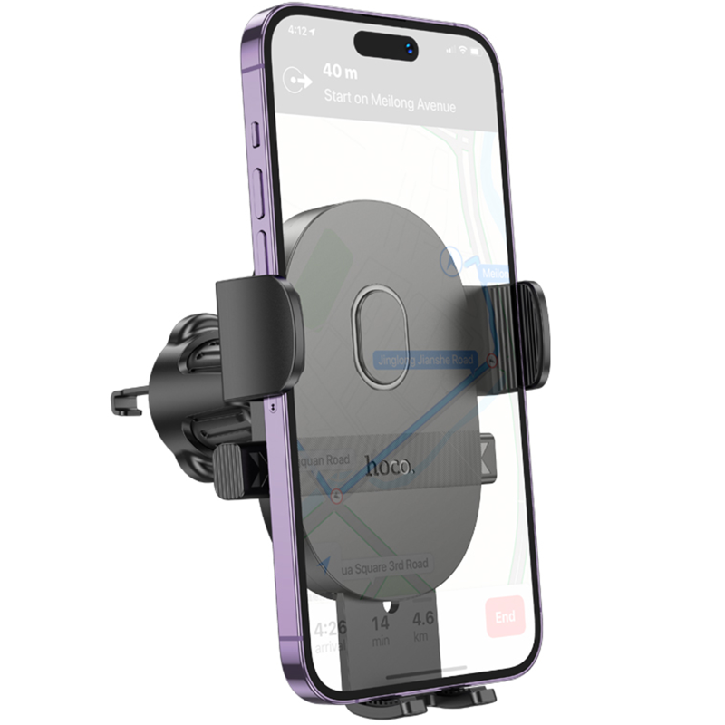 Уцінка Автотримач Hoco H18 Mighty one-button (air outlet), Пошкоджена упаковка / Black 1, купити оптом з доставкою