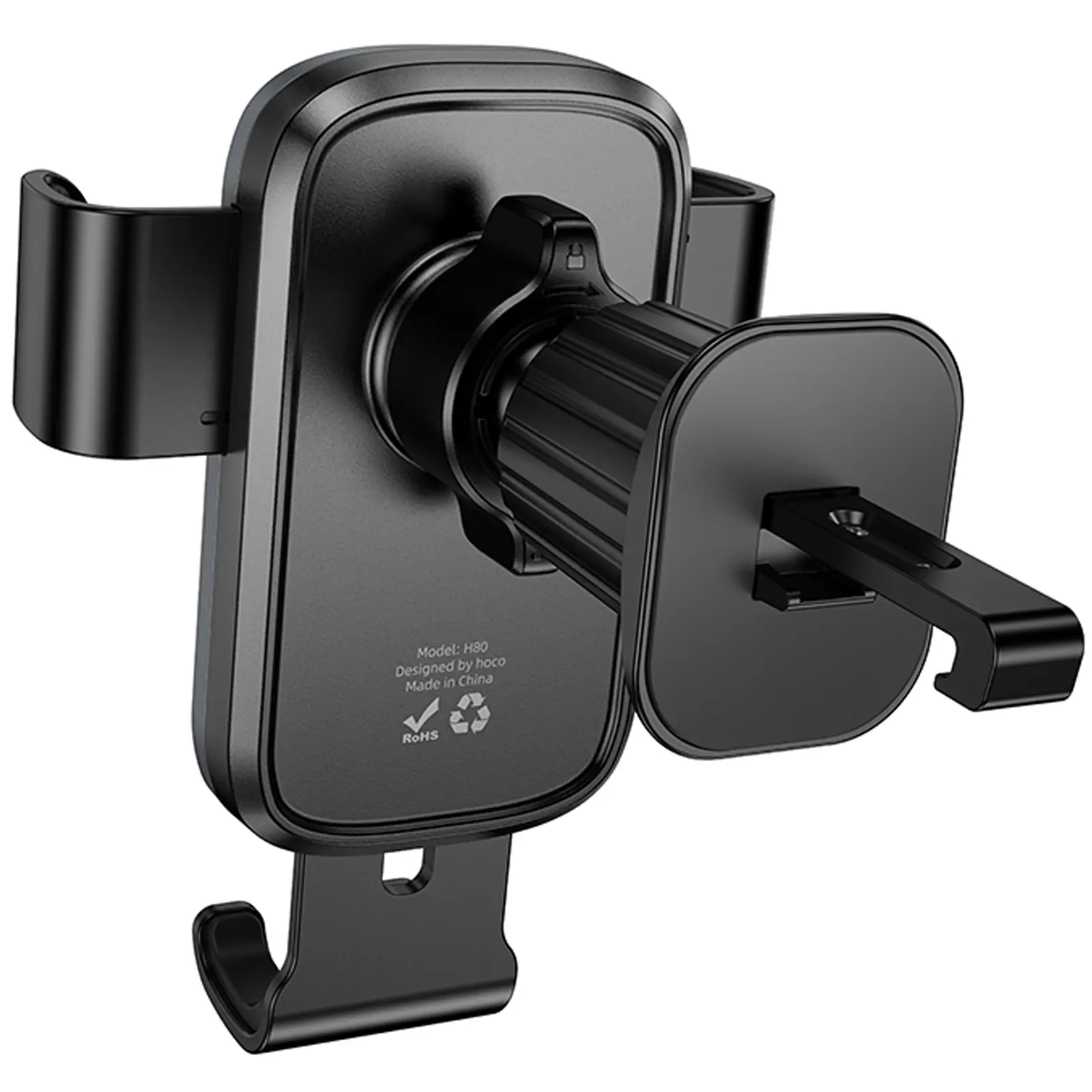 Автотримач Hoco H80 Vista gravity (air outlet), Black / Metal gray 3, купити оптом з доставкою