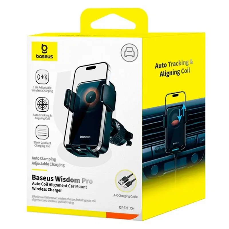 Автодержатель с БЗУ Baseus Wisdom Pro Auto Wireless Charging (C40381501123), Cosmic Black 1, купить оптом с доставкой