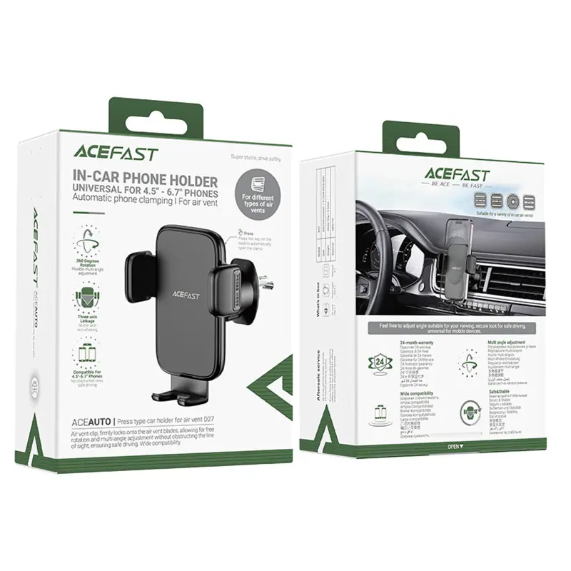 Автодержатель Acefast D27, Black 1, купить оптом с доставкой