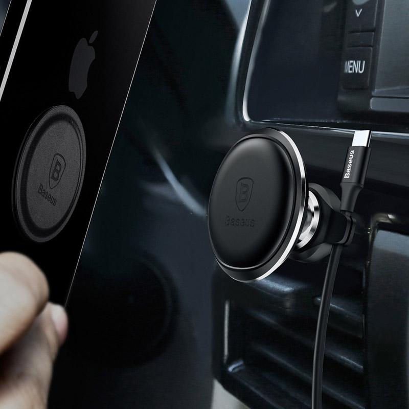 Автотримач Baseus Magnetic OS with cable clip (air outlet) (C40141201113) на малюнкі №4