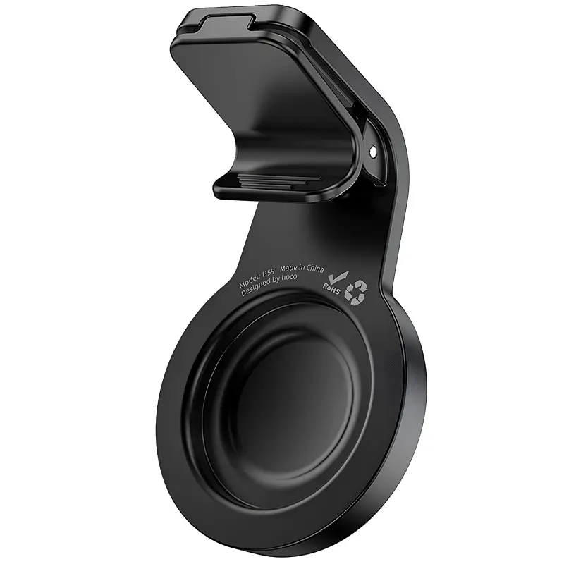 Автотримач Hoco H59 Show ring magnetic (L air outlet), Black / Metal gray 2, купити оптом з доставкою
