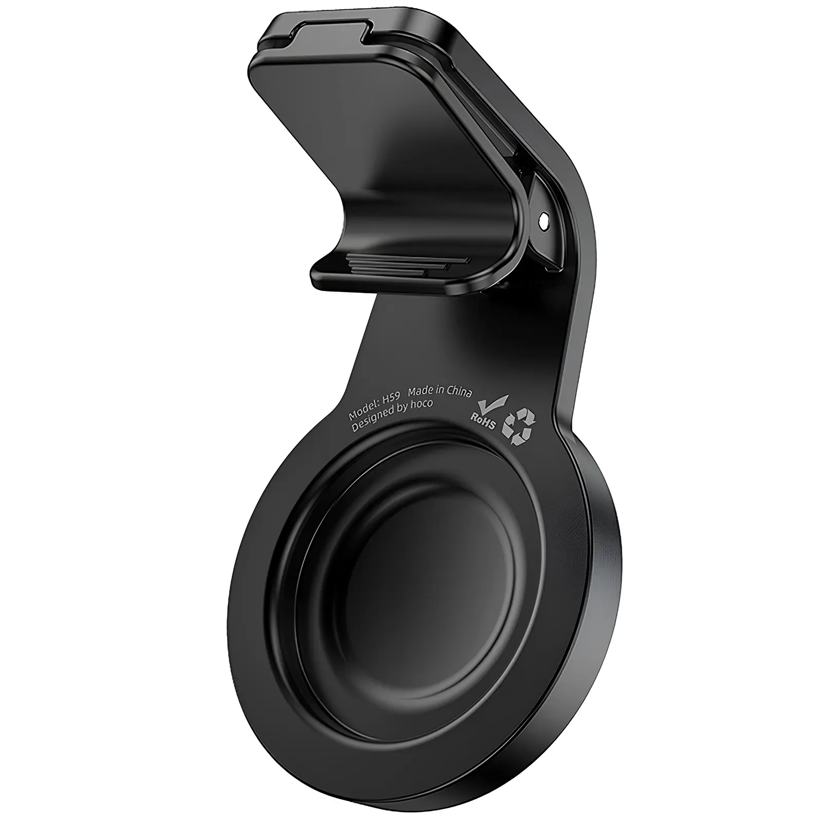 Автотримач Hoco H59 Show ring magnetic (L air outlet), Black / Metal gray 2, купити оптом з доставкою