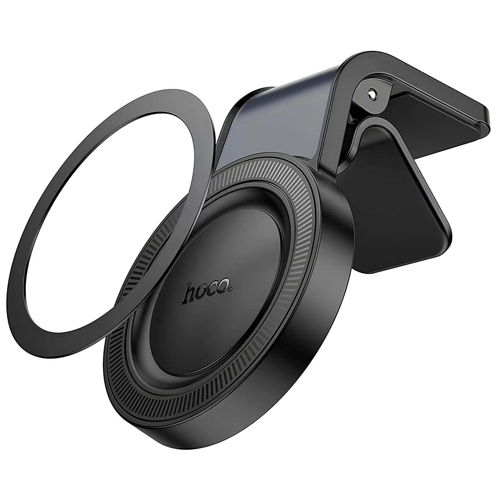 Автотримач Hoco H59 Show ring magnetic (L air outlet), Black / Metal gray 3, купити оптом з доставкою