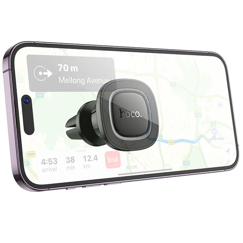 Автотримач Hoco H72 Crown magnetic (air outlet), Black / Metal gray 2, купити оптом з доставкою