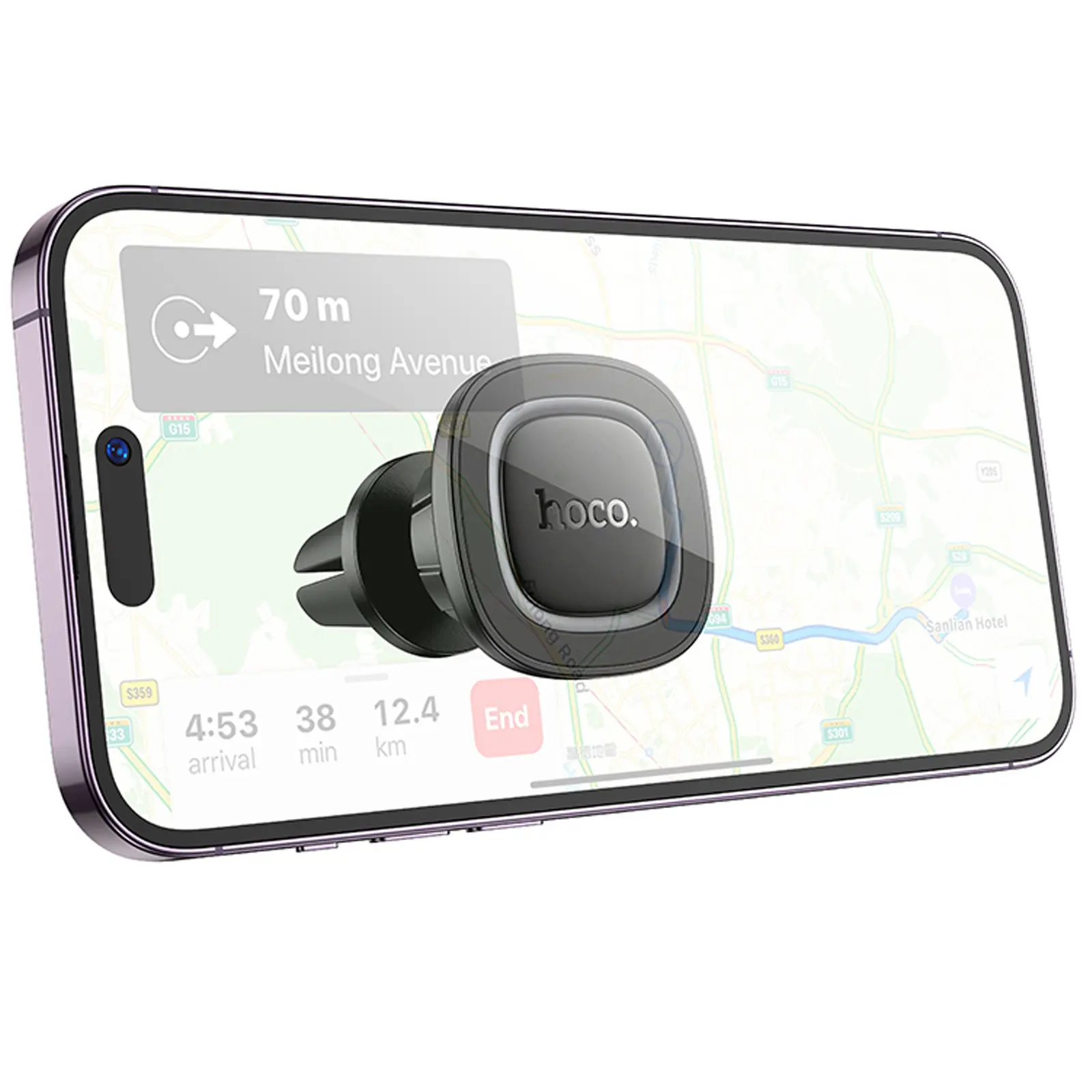 Автотримач Hoco H72 Crown magnetic (air outlet), Black / Metal gray 2, купити оптом з доставкою
