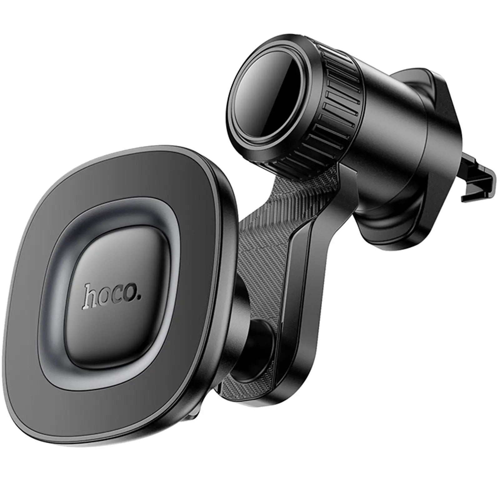 Автотримач Hoco H74 Crown ring magnetic (air outlet), Black / Metal gray, купити оптом з доставкою