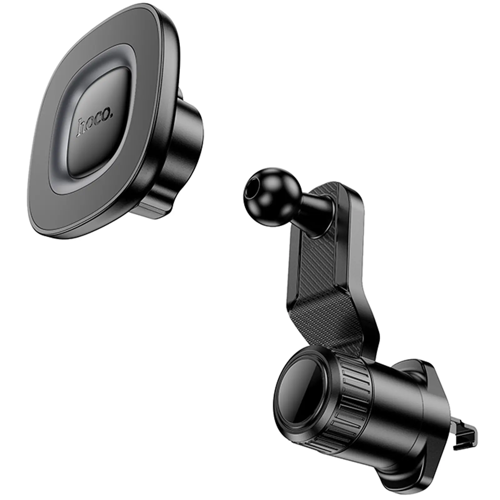 Автотримач Hoco H74 Crown ring magnetic (air outlet), Black / Metal gray 3, купити оптом з доставкою