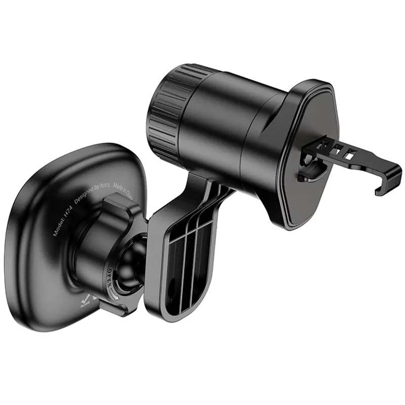 Автотримач Hoco H74 Crown ring magnetic (air outlet), Black / Metal gray 6, купити оптом з доставкою